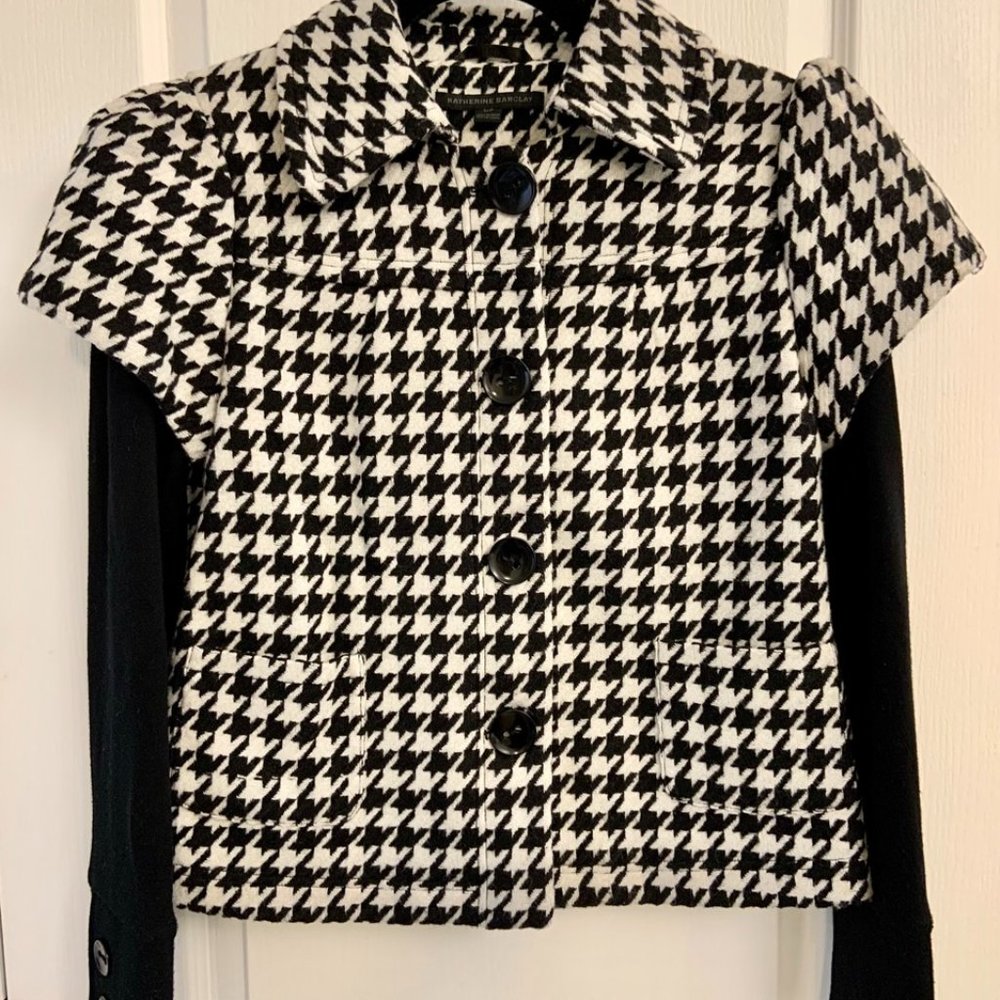 Women's Katherine Barclay Lightweight Wool Blend Jacket Houndstooth Size S